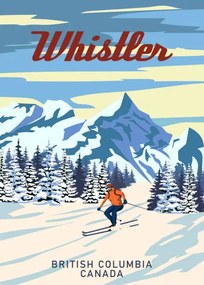 Εικονογράφηση Whistler Travel Ski resort poster vintage., VectorUp