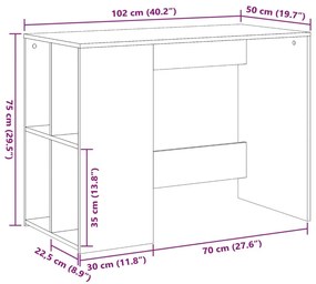 Γραφείο Καφέ Δρυς 102x50x75 εκ. από Επεξεργασμένο Ξύλο - Καφέ