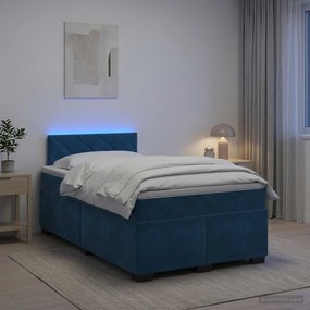 vidaXL Κρεβάτι Box Spring με Στρώμα και LED Μπλε 120 x 190 cm Βελούδο