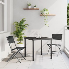 vidaXL Σετ Εξωτερικής Τραπεζαρίας 3 Τεμαχίων Μαύρη Τεξτιλίνη και Χάλυβα
