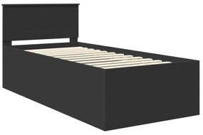 vidaXL Σκελετός Κρεβατιού Μαύρο 90 x 190 cm Επεξεργασμένο ξύλο