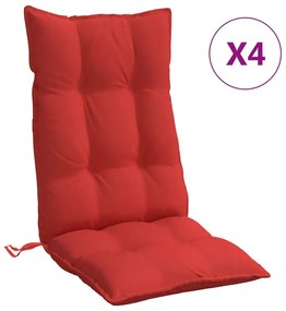 Μαξιλάρια Καρέκλας με Πλάτη 4 τεμ. Κόκκινα από Ύφασμα Oxford - Κόκκινο