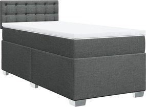 vidaXL Κρεβάτι Boxspring με Στρώμα Σκούρο Γκρι 100x200 εκ. Υφασμάτινο