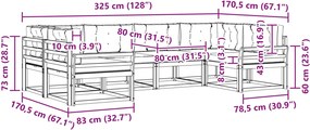 vidaXL Σειρά Καναπέ Εξωτερικού με μαξιλάρι 6 pcs Λευκό και Μπεζ