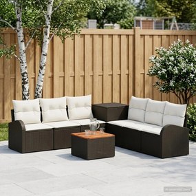 vidaXL Σετ Καναπέ 8 τμχ. Μαύρο και Κρεμ Λευκό 55 x 55 x 37 εκ
