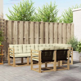vidaXL Σειρά Καναπέ Εξωτερικού με μαξιλάρι 7 pcs Λευκό και Κρεμ