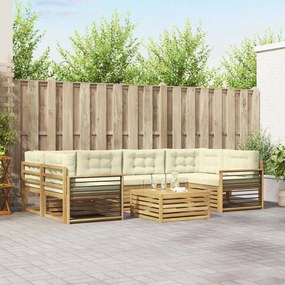vidaXL Σειρά Καναπέ Εξωτερικού 7 pcs Λευκό και Κρεμ Πολυεστέρας