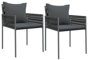 vidaXL Σετ Τραπεζαρίας Κήπου 3 τεμ. Συνθ. Ρατάν / Ατσάλι με Μαξιλάρια