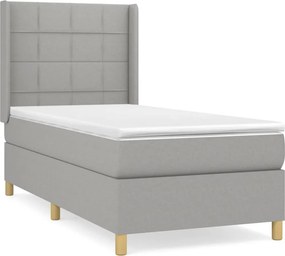vidaXL Κρεβάτι Boxspring με Στρώμα Ανοιχτό Γκρι 100x200 εκ. Υφασμάτινο