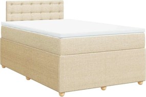 vidaXL Κρεβάτι Boxspring με Στρώμα Κρεμ 120x200 εκ. Υφασμάτινο