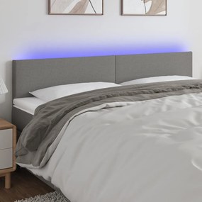 Κεφαλάρι Κρεβατιού LED Σκούρο Γκρι 200x5x78/88 εκ. Υφασμάτινο 3121355