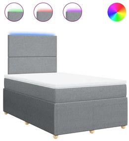 vidaXL Κρεβάτι Boxspring με Στρώμα Ανοιχτό Γκρι 120x190 εκ. Υφασμάτινο