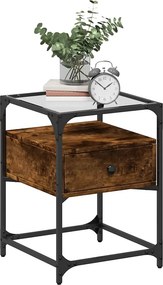 vidaXL Κομοδίνα 2 τεμ. Καπνιστή Δρυς 40x40x55 εκ. Επεξεργ. Ξύλο