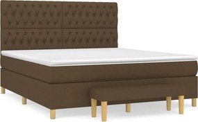 vidaXL Κρεβάτι Boxspring με Στρώμα Σκούρο Καφέ 180x200 εκ Υφασμάτινο