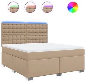 Κρεβάτι Boxspring με Στρώμα Καπουτσίνο 180x200 εκ. Συνθ. Δέρμα - Καφέ