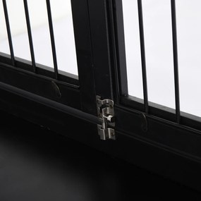 PawHut κλουβί μεταφοράς σκύλου 58,5 cm x 81 cm x 66 cm πόρτες, MDF ξύλο σίδερο, 58, 5 cm x 81 cm x 66 cm, μαύρο