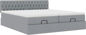 vidaXL Οθωμανικό κρεβάτι με στρώματα &amp; LEDs Ανοιχτό γκρι ύφασμα