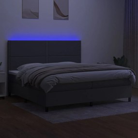 ΚΡΕΒΑΤΙ BOXSPRING ΜΕ ΣΤΡΩΜΑ &amp; LED ΣΚ.ΓΚΡΙ 200X200ΕΚ. ΥΦΑΣΜΑΤΙΝΟ 3134822