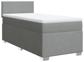 vidaXL Κρεβάτι Boxspring με Στρώμα Ανοιχτό Γκρι 90x200 εκ. Υφασμάτινο