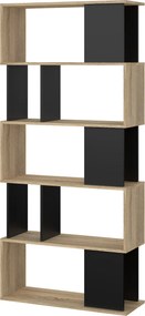 Maze βιβλιοθήκη  80x29,5x173,5εκ. Δρυς / Μαύρο