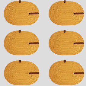 Σουπλά (Σετ 6Τμχ) 171JTR1272 30x40x1cm Yellow-Brown Aberto Design Cotton,Leather