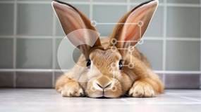 Intra Συλλεκτικό Ξύλινο Παζλ Plywood  4mm - Καφέ κουνέλι ξαπλωμένο στο δάπεδο με πλακάκια Σε Ξύλινο Κουτί - Διαστάσεις: 10x10 cm – 25 κομμάτια