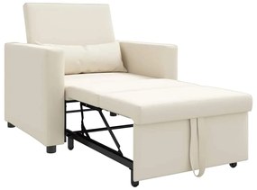 vidaXL Μονός καναπές-κρεβάτι Κρεμ λευκό 90 x 165 x 87 εκ. ύφασμα