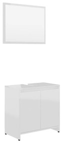 Σετ Επίπλων Μπάνιου 4 Τεμαχίων Γυαλιστερό Λευκό από Μοριοσανίδα - Λευκό