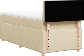 vidaXL Κρεβάτι Boxspring με Στρώμα Κρεμ 90x200 εκ.Υφασμάτινο