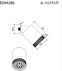Almar Beam Multijet E044286 Chrome - Επιτοιχη Κεφαλή Ντους