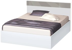 Κρεβάτι ξύλινο διπλό High Λευκό/Γκρι γυαλιστερό, 140/200, 204/90/144 εκ., Genomax