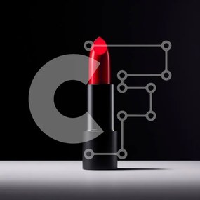 Σετ των 2 Intra Συλλεκτικό Ξύλινο Παζλ Plywood  4mm - Ζωντανό κόκκινο κραγιόν σε μαύρο φόντο Σε Ξύλινο Κουτί - Διαστάσεις: 10x10 cm – 25 κομμάτια