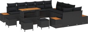 vidaXL Σετ Καναπέ Κήπου με μαξιλάρι 14 pcs Μαύρο
