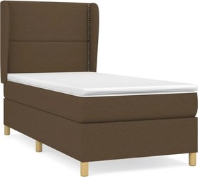 vidaXL Κρεβάτι Boxspring με Στρώμα Σκούρο Καφέ 100x200 εκ. Υφασμάτινο