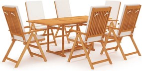 vidaXL Σετ Τραπεζαρίας Κήπου 7 Τεμ. από Μασίφ Ξύλο Teak με Μαξιλάρια