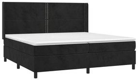 vidaXL Κρεβάτι Boxspring με Στρώμα &amp; LED Μαύρο 200x200 εκ. Βελούδινο