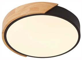 Πλαφονιέρα Οροφής 42xH5cm Μέταλλο Μαύρο-Απόχρωση Ξύλου Led CCT 3000-6000K max 50w 3030lm Dimmable Remote Control Sun Light AGLIO-40-BK