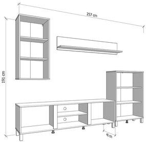 Σύνθετο σαλονιού PECKHAM Λευκό - Δρύς 260x40x183εκ. 260x40x183 εκ.