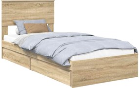 vidaXL Κρεβάτι Αποθήκης Δρύς Sonoma 90 x 190 cm Επεξεργασμένο ξύλο