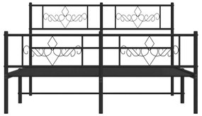 Πλαίσιο Κρεβατιού με Κεφαλάρι&amp;Ποδαρικό Μαύρο 120x200εκ. Μέταλλο - Μαύρο