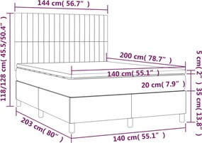 vidaXL Κρεβάτι Boxspring με Στρώμα Taupe 140x200 εκ. Υφασμάτινο