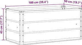 vidaXL Γλάστρα Ανοιχτό γκρι 100 x 50 x 45 cm Επικαλυμμένος Χάλυβας