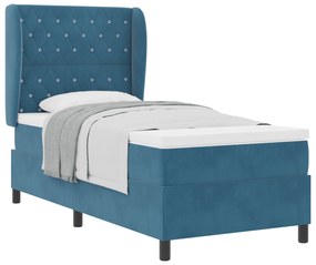 vidaXL Κρεβάτι με Στρώμα Dark Blue 90x190 cm Βελούδο