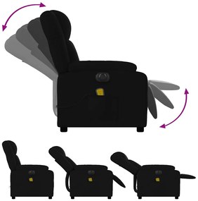 vidaXL Πολυθρόνα Μασάζ Ηλεκ. Ανακλινόμενη Μαύρη Υφασμάτινη