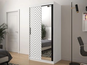 Ντουλάπα συρόμενη Jodelka με καθρέφτη-Leuko-Mauro-Μήκος: 100 εκ.