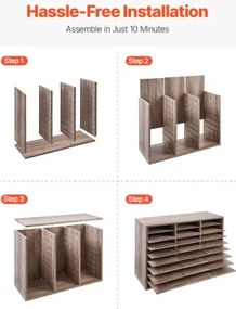 VEVOR Wooden Literature Organizer 27 Compartments Removable Shelves Black-Grey