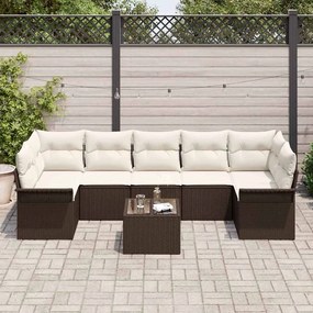 vidaXL Σετ Καναπέ Κήπου με μαξιλάρι 8 pcs Καφέ, Κρέμα 55 x 55 x 37 εκ