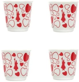 Κούπες Espresso Heart 90ml (Σετ 4 Τμχ) 209.Y0TZ20215 90ml White-Red Bialetti Πορσελάνη