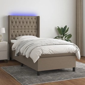 ΚΡΕΒΑΤΙ BOXSPRING ΜΕ ΣΤΡΩΜΑ &amp; LED TAUPE 100X200 ΕΚ. ΥΦΑΣΜΑΤΙΝΟ 3138537