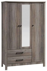 Ντουλάπα Τρίφυλλη Με Καθρέπτη Tara 123-000171 121x52x193cm Oak Τρίφυλλη